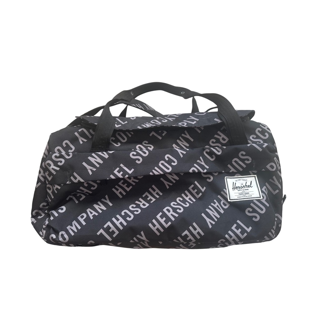Herschel Supply Co Novel Duffle Bag Stencil Roll Call Black Gray 42.5L Weekender